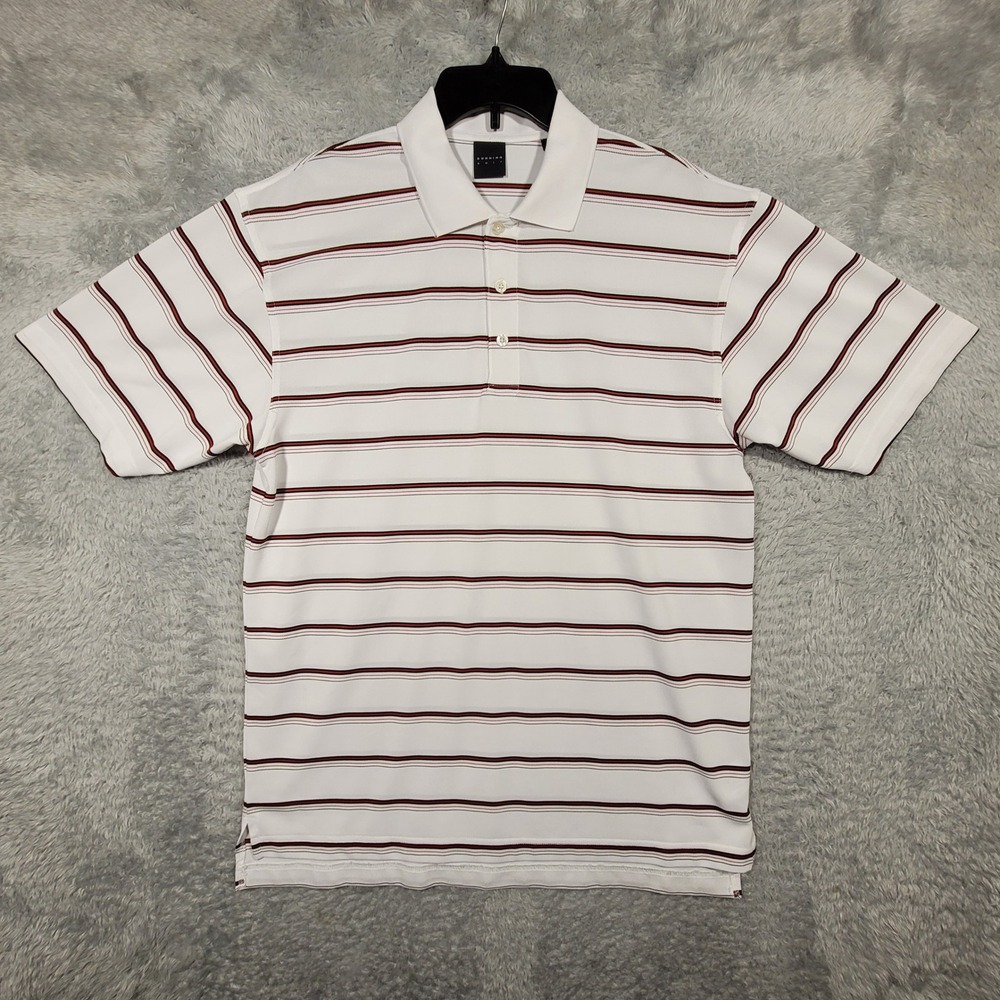 Dunning Golf Polo Shirt Mens Large Striped Short Sleeve White Red Casual
